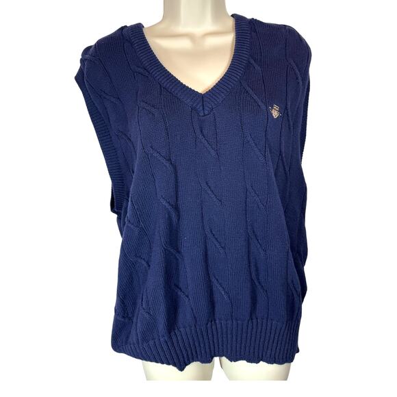 Gant Other - Vintage Gant Large sweater vest navy 100% cotton academia preppy cable knit lux